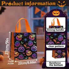 12/24PCS Halloween Series Non-Woven Tote Bags, Purple Black Laser Horror Ghost, Pumpkin Lantern, Bat Pattern Printed Reusable Gift Packaging Bags, Trick Or Treat Activity, Halloween, Birthday Party Decoration Gift Bags, Durable Holiday Celebration And Daily Item Storage Shopping Bags - 5801 - View 4