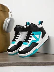 1 Paar Kinder High-Top Sneaker, Indoor/Outdoor Lässig Laufschuhe, leicht, atmungsaktiv, bequem, Schulstil Unisex Kinderschuhe - Blau - Übersicht 10