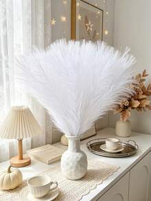 10/15/300pcs Elegant Artificial Reed Grass, Soft Feather-Like Artificial Flowers, Suitable For Home And Outdoor Decor, Weddings, Holidays, No Container Needed, Best For Autumn - White - View 6
