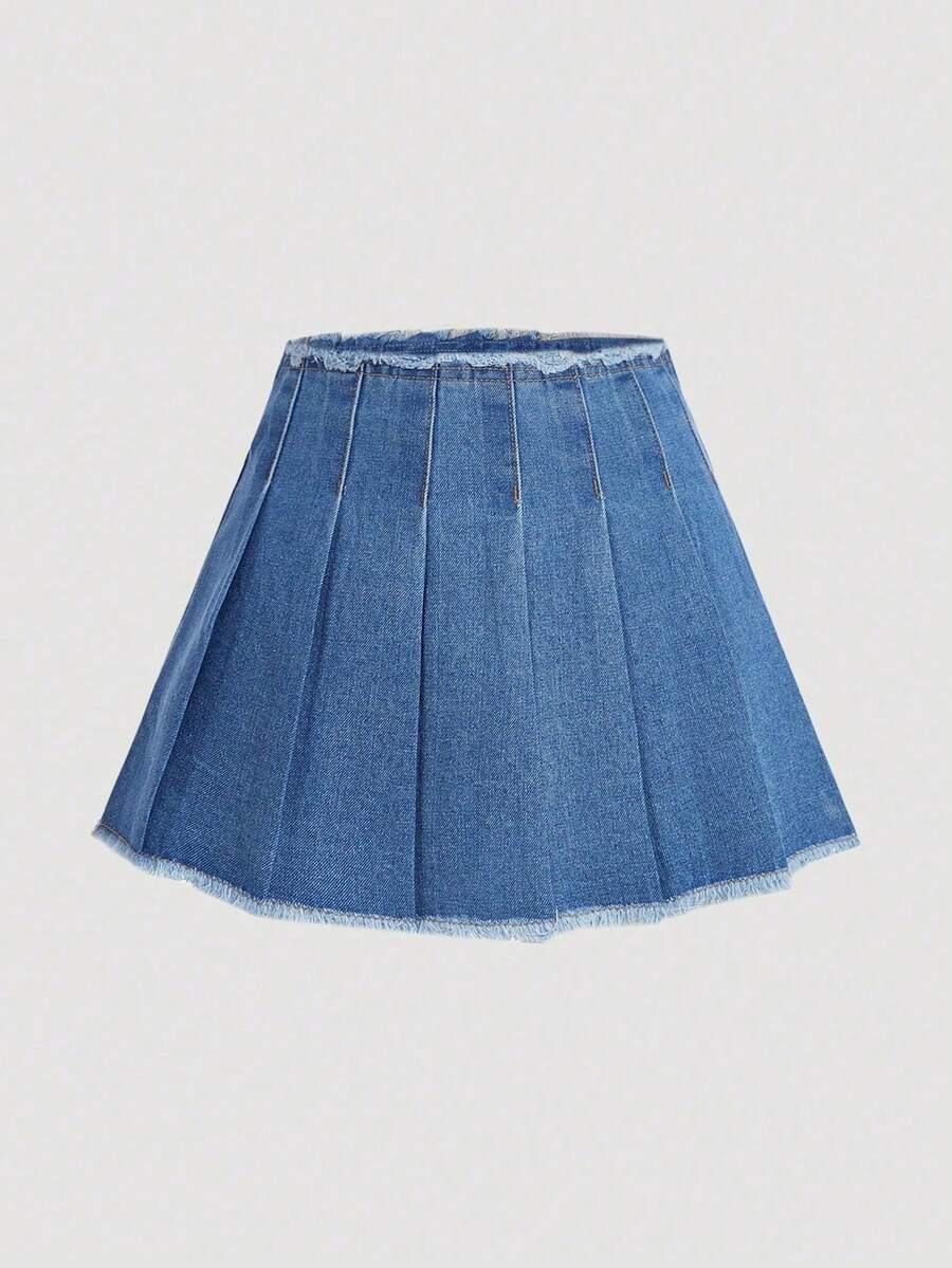 Women Denim Skirts - Light Wash - View 1