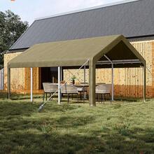 BouPower 12x20 Ft Carport, Car Port With 200 G PE Tarp, Roll-Up Doors, And 4 Windows, For Full-Size Pickups, Bass Boats, Tractors, And SUVs - Yellow - View 3
