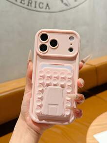 1pc Silicone Suction Cup Phone Stand With Card Holder Multifunctional Phone Case, Compatible With IPhone 16 Pro Max/16/16 Pro/16 Plus/15/15 Pro Max/15 Pro/15 Plus/11/12/13/14 Pro Max/11 Pro/11 Pro Max/12 Pro/12 Pro Max/13 Pro/13 Pro Max/7 Plus/14 Pro/14 Pro Max/14 Plus/17/AIR/17 Pro Max - Pink - View 3