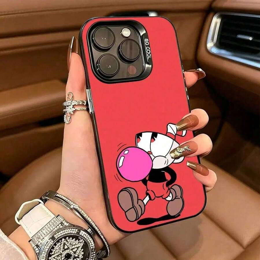 Phone Case For 17 16 15 14 13 12 11 Plus Pro With Copperhead And Muggman Cartoon Design, Hand-Painted Silver Edge, Cute And Creative Protective Case. - Warna-warni 2 - View 1