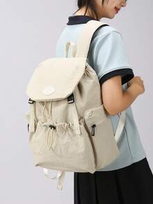 LECEY Women's Middle School High School College Student Large Capacity Backpack - White - View 3