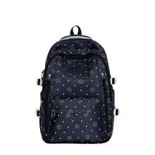 1組清新波點與星星印花背包，防水耐磨大容量多隔層輕量書包，適合國中與高中生返校、通勤、旅行、露營的多功能背包，學校用品 - 彩色 - 查看 13