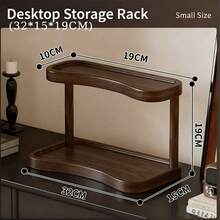 2-Tier Walnut Bamboo Wood Tabletop Storage Rack, Elegant Organizer For Cosmetics, Perfume And Skincare, Perfect For Bathroom, - Brown - View 9
