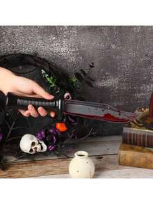1pc Halloween Realistic Cosplay Prop, Prank Fake Knife Decor For Haunted House - Multicolor - View 1