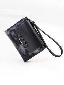 MINGYOU Fashionable Exquisite Cute Soft Short Handbag Zipper Coin Purse - Black - View 5