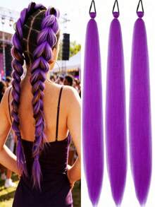 Clip para el cabello con trenza de cola de pez larga y ondulada de color púrpura, personaje de anime | Fibra resistente al calor, ondas rizadas, adecuado para mujeres adultas, coreano, cosplay, escena de anime, disfraz de fiesta, accesorio para el cabello, uso diario - Multicolor - Ver 8