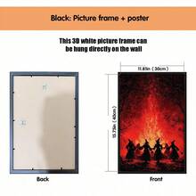 1pc Framed Canvas Wall Art, Vintage Red Fire Witch Gathering, Four Witches Holding Hands In Dark Forest, Gothic Dark Academia Eerie Halloween Witch Atmosphere Wall Decor - Campfire Witch - View 16