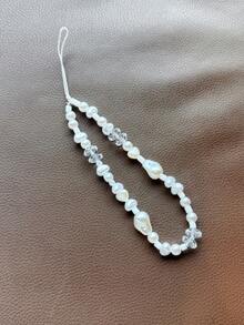 1pc Asymmetric Faux Pearls Beaded Phone Chain Phone Charm Keychain, Bag Pendant, Handmade Beaded Camera Lanyard - Multicolor - View 4