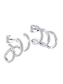 1 Pair Claw-Set Earrings, Sparkling & Luxurious, Elegant & Unique, Suitable For Multiple Occasions, Hypoallergenic, Perfect Holiday Gift - D - View 2