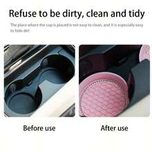 2pcs Silicone Car Cup Holders, Anti-Slip Diamond Design, Universal Fit Car Cup Holders Interior Accessories, Silicone Car Diamond Water Cup Mats, Anti-Slip Mats, Heat Insulation Pads, Novelty Style, Waterproof And Anti-Slip - Multicolor - View 5