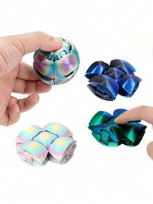 1Set1pcs Portable Transformable Gear Rotation Ball Gradient Metallic Fidget Toy Handheld Anti-Stress Sensory Toy To Release Negative Emotions For Young Adults(Random Color) - Multicolor - View 6