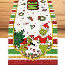 The Grinch 1 buah Taplak Meja Natal Ukuran 13x72 Inci, Dekorasi Liburan Musim Dingin Natal, Cocok untuk Dekorasi Meja Dapur dan Ruang Makan di Rumah - MultiWarna - View 10