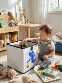 1pc Large Capacity Foldable Storage Box, Durable Open Storage Bin With Astronaut Pattern Print, Baby Diaper & Toy Storage Basket, Baby Room Organizer, Drawer-Style Multi-Functional Space-Saving Design For Home, Dorm, Household Organization, Under-Bed Storage - Multicolor - View 3