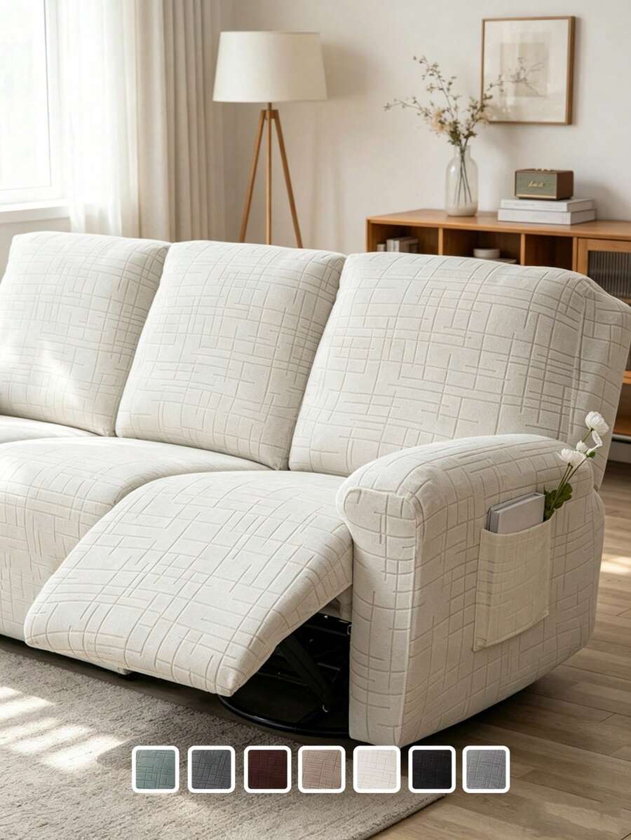1/2/3seater Recliner Sofa Covers For Living Room Sofa Relax Armchair Slipcovers Stretch Reclining Couch Covers Furniture Covers - Beige - View 1