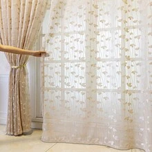NOSBEI 1PC Grommet Jacquard Sheer Curtain, Floral Textured Window Panel, Light Filtering Voile Drapes For Bedroom Living Room - Beige - View 6