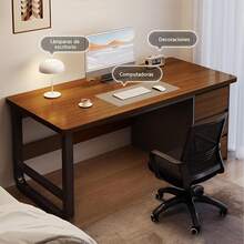 120CM Escritorio de Oficina Minimalista, Espacioso Escritorio para Computadora con 3 Cajones, Escritorio Minimalista con Patas de Mesa Reforzadas, Ideal para Estudio,Juegos y Trabajo (Marrón) - Marrón - Ver 8
