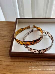 1 pieza Diadema de mujer con estampado de leopardo de acetato, diadema acolchada antideslizante, diadema plegable para lavarse la cara y viajes, accesorios para el cabello de uso diario y al aire libre. - Multicolor - Ver 9