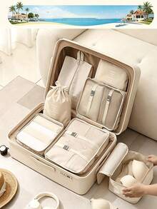 7pcs Large Capacity Travel Storage Bag Set, Portable Clothing Travel Storage Cubes, Makeup Bag, Waterproof Large Capacity Clothing Storage Bag, Luggage Organizer, Holiday Essential - View 5
