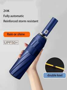 Extra Large Windproof Automatic Umbrella - Portable Waterproof Folding Business Umbrella, Dual-Use For Sun And Rain - Ideal For Outdoor Activities And Daily Use (Can Customize Umbrella Fabric, Umbrella Ribs Color, English Letter Pattern Design, Button Shape And Color) - Multicolor - View 12