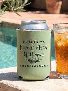 1/5/10pcs Customized Personalized Text Can Cooler, Minimalist Soft Insulated Beverage Sleeve, Can Print Custom Name & Date, Portable Beer Can Holder, Wedding Favor, Suitable For Bridal Shower, Anniversary, Birthday Party, Souvenir Guest Gift, Foldable - Multicolor - View 11