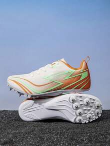 High Elasticity Cushioned Professional Track And Field Athletic Shoes, Wear-Resistant, Snug Fit, For Sprinting, Hurdling, Daily Training - 2688 White Orange - View 2