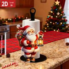 2D Flat Print Acrylic Kitchen Paper Towel Holder - Desktop Countertop Roll Paper Rack Storage, Funny Santa Claus Design, Kitchen, Bathroom, Living Room, Dining Room, Christmas Warm Decoration Ornament - Multicolor - View 6