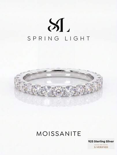 1pc 0.015ct Moissanite Ring, Minimalist Elegant, Stackable, 925 Sterling Silver, Luxury, Engagement Wedding Anniversary Gift, Bridal Wedding