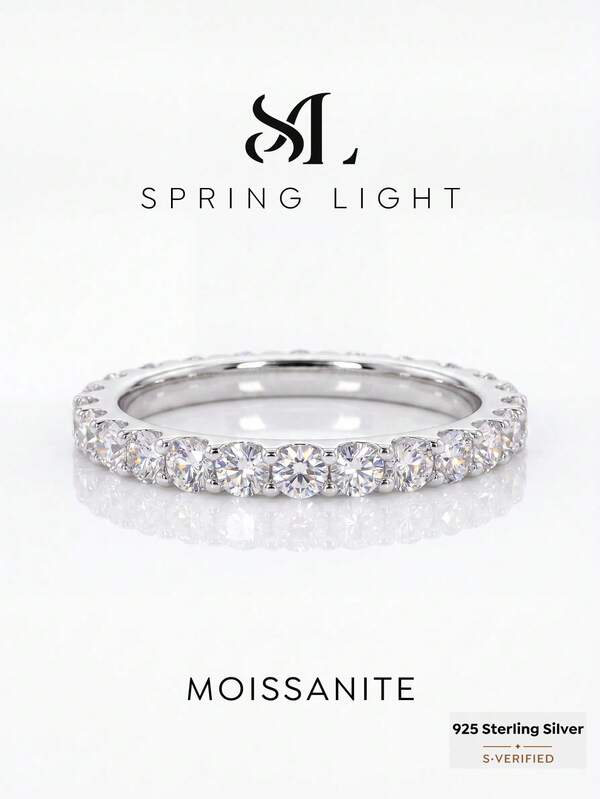 1pc 0.015ct Moissanite Ring, Minimalist Elegant, Stackable, 925 Sterling Silver, Luxury, Engagement Wedding Anniversary Gift, Bridal Wedding