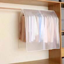 1pc Large Capacity PEVA Hanging Garment Dust Cover, Semi-Transparent Wardrobe Clothing Protector, Waterproof & Moisture-Proof, Suitable For Shirts, Dresses, Suits, Coats, Hanging Rod Cover, Bedroom Closet Storage, Dorm Essentials - View 5