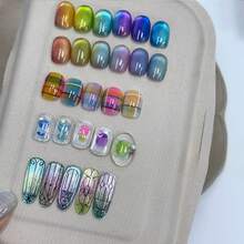 MISS MIANEL Esmalte em Gel para Unhas 2026 Popular com Efeito Olho de Gato, Contas de Vidro Brancas, Marrons e Azuis, para Unhas das Mãos e dos Pés, Adequado para Unhas de Outono, Uso Especial em Salão com Luz UV, Suprimentos para Unhas - Multicolorido - Visão 9