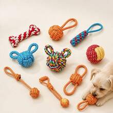 Dog Rope Knot Chew Toy With Corn Bone And Round Ball, Bright Colors To Easily Attract Pet Attention. Durable And Bite-Resistant, Helps Relieve Stress, Clean Teeth And Prevent Oral Problems. Interactive Rope Knot Toy Suitable For Puppies, Small And Medium Dogs. Dogs Stuff/Dog Toy - Multicolor - View 3