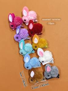 10 buah Jepit Rambut Kelinci Lucu Warna-warni - MultiWarna - View 8