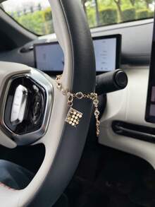 2pcs New Fashion Rhinestone Magic Carpet Car Rearview Mirror Hanging Ornament Steering Wheel Decoration Chain Set Women Car Accessories - Multicolor - View 10