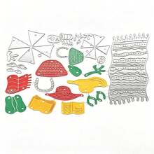 1 Set DIY Summer Beach Theme Metal Cutting Dies, Suitable For Paper Card Embossing And Cutting Design, Handmade Greeting Card Making Dies - Silver - View 2
