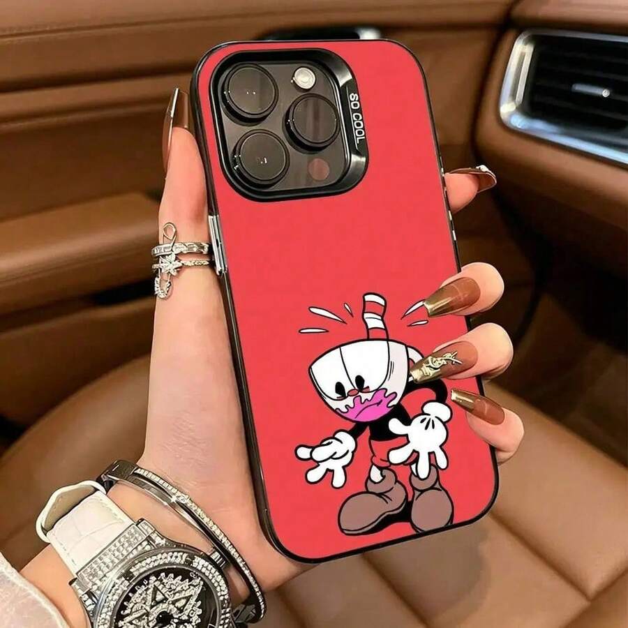 Phone Case For 17 16 15 14 13 12 11 Plus Pro With Copperhead And Muggman Cartoon Design, Hand-Painted Silver Edge, Cute And Creative Protective Case. - 多色4 - 查看 1