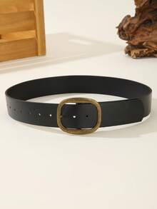 1pc Vintage Bronze, Fashionable, Versatile, Minimalist And Casual PU Women's Belt - Black - View 3