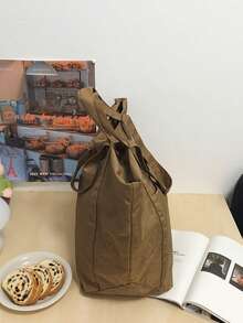 1件 60cm*24cm*48cm 大容量托特包，復古手提肩背包，手提托特包，肩背托特包，購物袋，收納袋，行李袋，旅行包，手提包，通勤包，學生校園收納包，開學季適用，適合通勤、學生、購物、度假、旅行、禮物等 - 彩色 - 查看 7