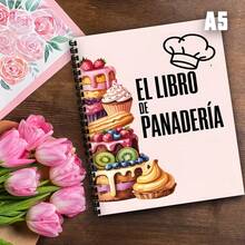 1 pieza Libro de recetas colorido para entusiastas de la cocina, planificador de comidas DIY y libro de cocina familiar, perfecto para coleccionar recetas, diseño de dibujos animados divertido con pasteles, cupcakes, macarons, utensilios de cocina y útiles escolares - Multicolor - Ver 7