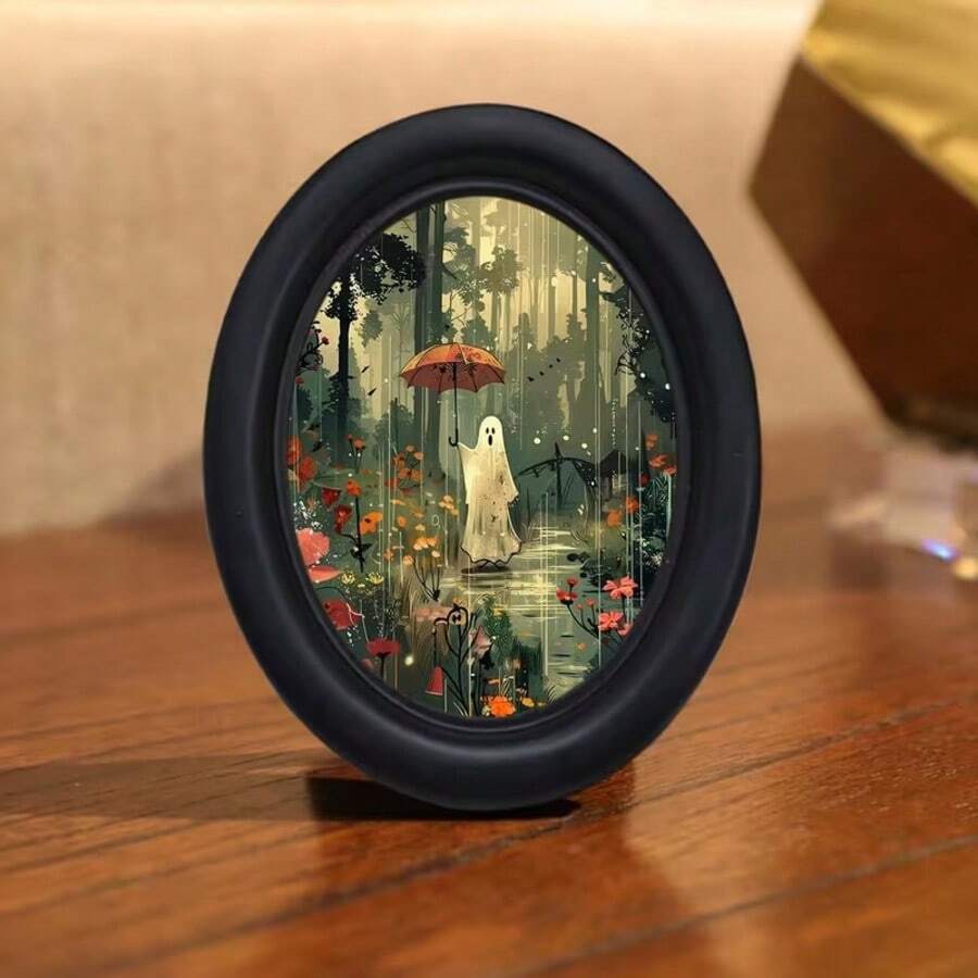 1件裝 3D 黑色復古橢圓形相框附掛鉤，適用居家裝飾、節日裝飾、辦公室裝飾，精緻牆面裝飾藝術
