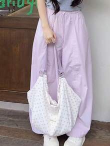 Korean Niche Design Ins Purple Polka Dot Fresh Style Large Capacity Underarm Tote Bag For Commuting, Outing, Daily Shopping, Shoulder Bag - Mauve Purple - View 6