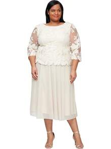 Alex Evenings Vestido Largo de Noche con Lentejuelas y Encaje, Talla Plus Vestido para ocasin Especial para Mujer - Rosa (rosa concha) - Ver 17