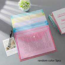5pcs/10pcs/20pcs - A4 Size DIY File Bags, Morandi Color, Thickened Large Capacity Plastic Snap Button File Bags, Document Bags, Test Paper Storage Bags, Transparent File Storage Bags, 1mm Thick - Multicolor - View 7