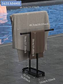 1件式式碳鋼滑輪衣物晾曬架，1/2層可移動毛巾架，適用於浴室、泳池，黑色金屬毛巾收納架，可掛浴巾、手巾，2款可選 - 彩色 - 查看 9