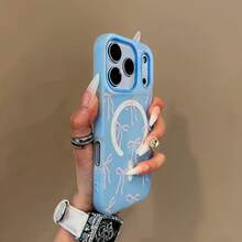 Funda para teléfono - Rosa, con lindo lazo, magnética, tacto de gel, compatible con carga inalámbrica, práctica, regalo perfecto, adecuada para Iphone17/17Pro/17Pormax/13/13Pro/13Promax14/14Pro/14Proamx 15/15Pro/15Proamx/1114Plus/15Plus/16/16Pro/16Promax - Tacto de gel magnético - Azul - Ver 2