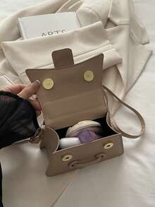 2026 Ultra-Textured Lipstick Case, Mini Square Handbag, New Solid Color Versatile Women's Tote Bag - Khaki - View 11