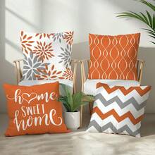 6 piezas Fundas de cojín minimalistas en blanco y negro con diseño geométrico Home Sweet, impresas por un lado en tela de terciopelo suave, tamaños 45*45/50*50/40*40CM para decoración del hogar, decoración de fiestas, regalo de cojín decorativo - 6 piezas-Verde - Ver 22