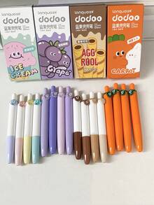 4pcs Cute Portable Retractable Gel Pens, Quick-Drying Black Ink, 0.5mm CS Tip, Stylish Design, Smooth Writing, Ideal For Back To , First Day Of School - Multicolor - View 2